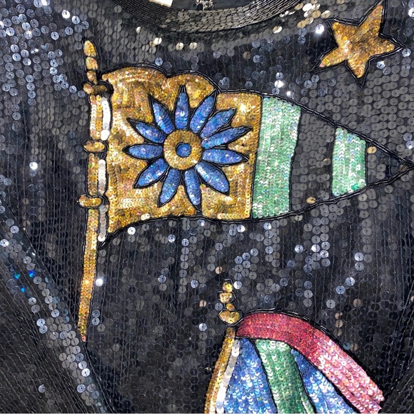 Vintage Creative Creations Sz M Silk Lined Fully Beaded Sequined LS Top - Picture 10 of 13